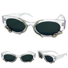 Women's Classy Elegant Modern Retro SUN GLASSES Funky Clear Frame Dark Tint Lens
