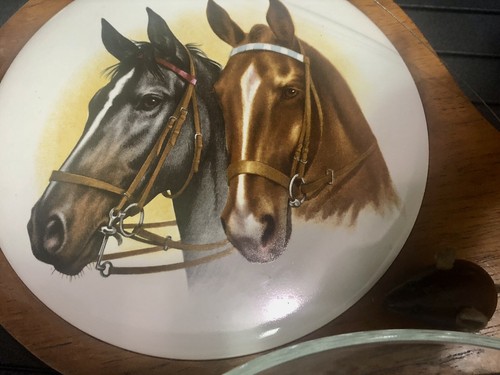 Studio Cheese board Glass Dome Dish Wire Slicer mouse Tile Horses farm pub plate - Picture 17 of 22