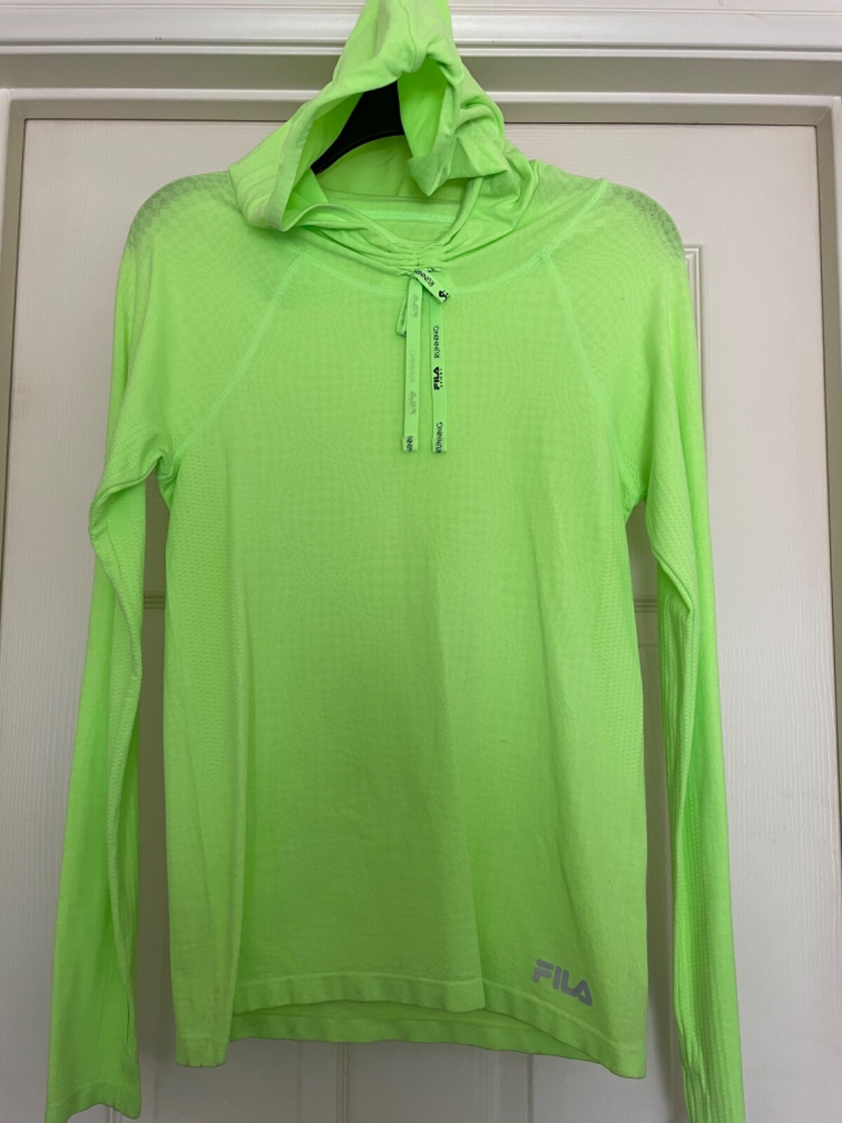Nuova felpa con cappuccio da corsa donna Fila Sport verde neon taglia media