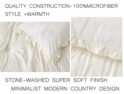 Chezmoi Collection Nora 3-Piece Ruffled Edge Trim Soft Washed Microfiber Comf... - Picture 6 of 7
