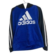 adidas Boys Full Zip Hoodie Sweatshirt - blue - Size 6