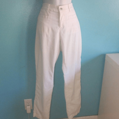 Bognor Sports Womens Size 6 White Cotton Pants 31'' Waist 9'' Rise- Zipper Pockets