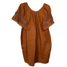 Old Navy Mini Swing Dress Medium Brown Mesh Flutter Sleeve Cottagecore Boho