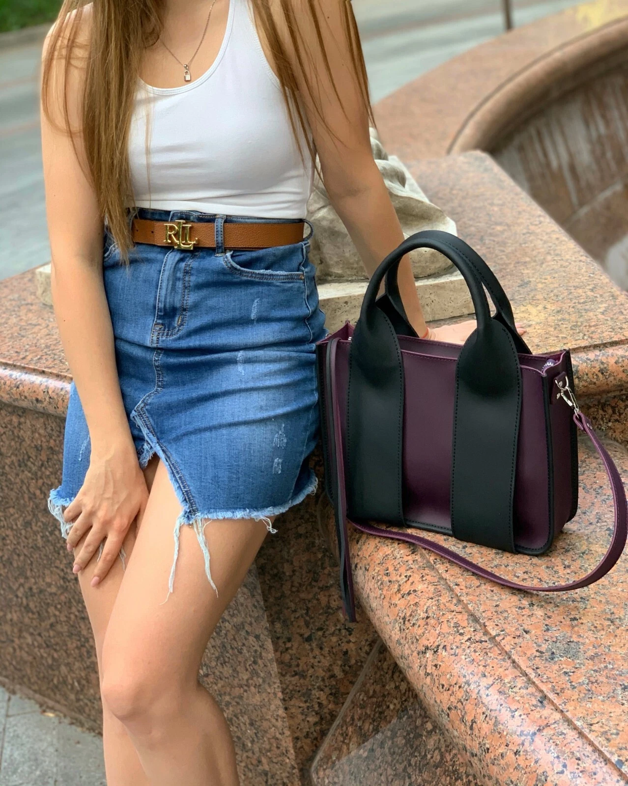 COACH Borsa a mano donna VERA PELLE Laidies nera tracolla viola tote borsetta