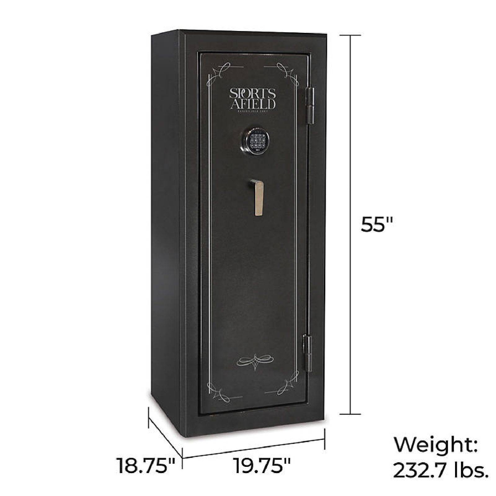 Sports Afield 18Gun Fireproof Safe with Electronic Lock, Gray Gloss