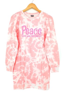 NEU Kleid Sweatkleid Pulloverkleid Batik Leuchtrosa 176 182 Mädchen A28