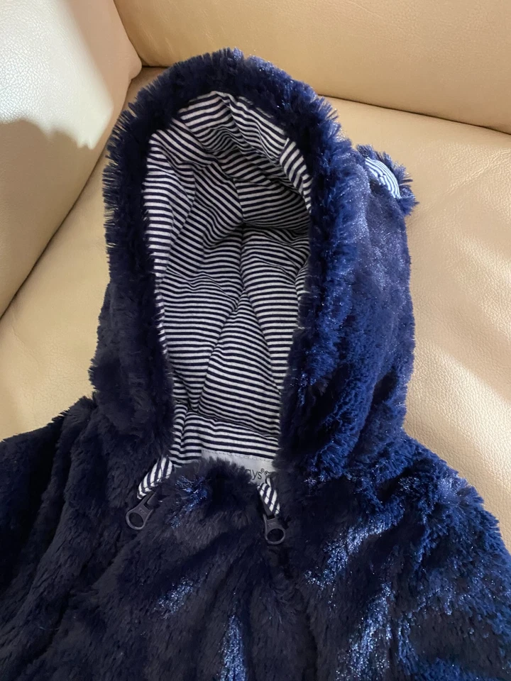 Earlydays overalls snowsuit Blue winter faux fur baby 0-3 months hooded - Image 2 of 4