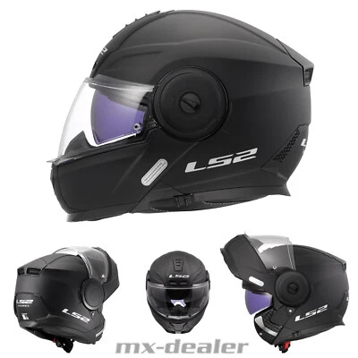 LS2 HELMETS LS2 FF902 Scope II Klapphelm Motorrad Helm Solid Matt Schwarz Tourenhelm Urban