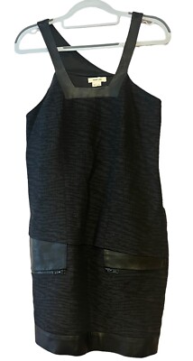 Helmut Lang Leather Accent Mini Tank Dress 2 Black Zippered Warped  Suiting | eBay