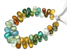 Natural Gem Multicolor Apatite 9x7 to 12x9mm Smooth Pear Shape Beads 8" Strand