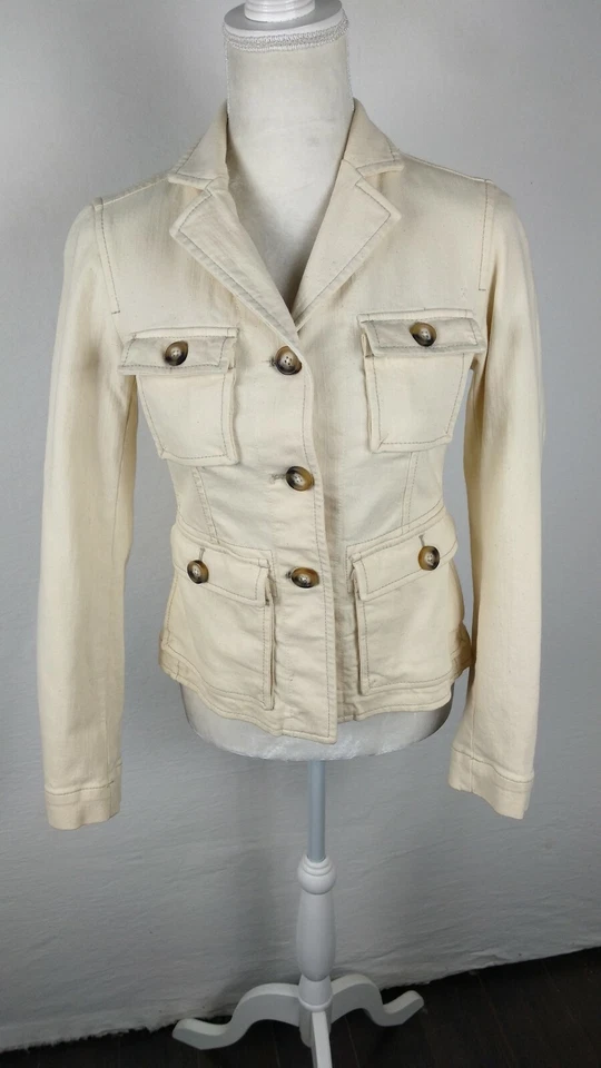 Gap Wms 2 Cream Color Denim Jacket S23 - Image 3 of 4