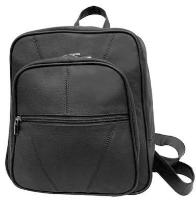 NEW ROMA LEATHERS women\'s leather backpack with multi compartments in black Women Fashion Genuine Leather Travel Convertible Backpack  main image 3