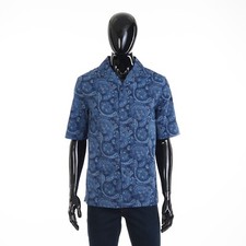 BRUNELLO CUCINELLI 850 Short Sleeve Shirt - Camp Collar Paisley Cotton Easy Fit