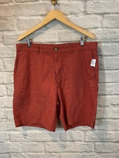 Old Navy Mens Linen Blend Ultimate Slim Shorts 8" Inseam Sz 36 Red Stripe