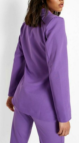 Purple Corset Detail Longline Tailored Blazer Jacket Workwear Secretary Size 16 - Picture 4 of 8