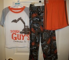 Construction Worker Cement Truck Flame Resistant Pajama PJ 3 PC Boys Size 4 NWT