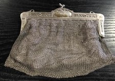 ANTIQUE 800 SILVER MESH PURSE BAG.