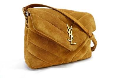 SAINT LAURENT Loulou Toy Brown Suede Crossbody Bag