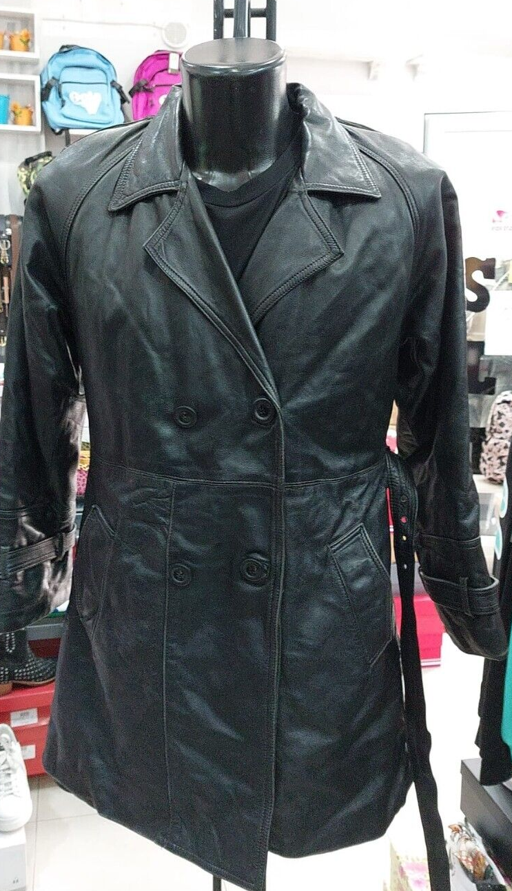 Vintage Black Leather Jacket for Women Size 46 PGC515PI-image