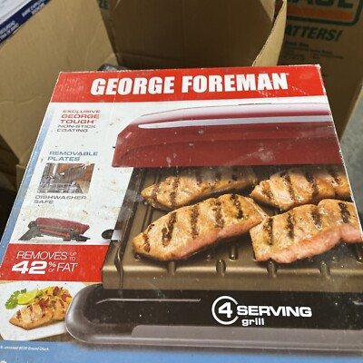 George Foreman 4-Serving Removable Plate Grill and Panini Press, Red, GRP360R