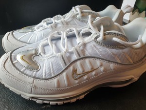 nike air max 98 white silver gold