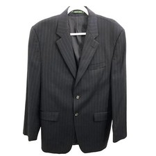 Lauren Ralph Lauren Black Pinstripe 2 Button Wool Suit Jacket Blazer Size 46