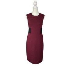 Kenneth Cole Sleeveless Color Block Lined Shift Dress Maroon & Black Size 4