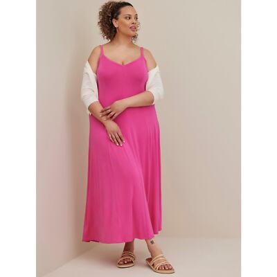 NWT Torrid Super Soft Pink Jersey Knit Trapeze Maxi Dress Plus Size: 00X  (10) | eBay