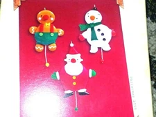 HALLMARK Ornament 2005 JOYFUL JUMPING JACKS Set of 3 SANTA SNOWMAN GINGERBREAD