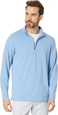 Travis Mathew Mens Heater Long Sleeve 1/4 Zip Shirt Heather Blue Golf NEW NWT!