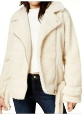 Joa Los Angeles Womens Cream Rider Winter Fleece Moto Jacket Size Small $160