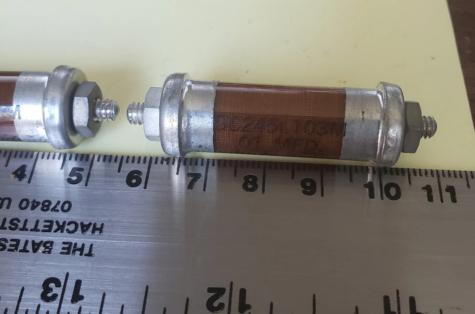 2 Vtg .01 MFD 3000V 3KV Glass Tubular High Voltage Capacitor Tested Made USA #25 - Image 3 of 4