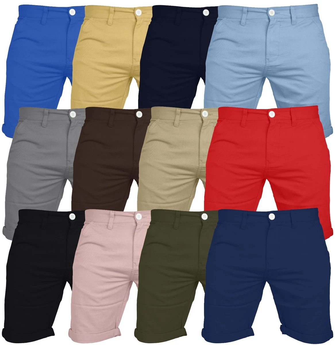 Mens Chino Shorts Casual 100% Cotton Cargo Combat Half Pant Summer