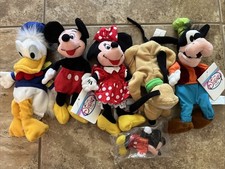 NEW 5x Disney Store Bean Bag Toys Mickey, Minnie, Goofy, Pluto, Donald Duck