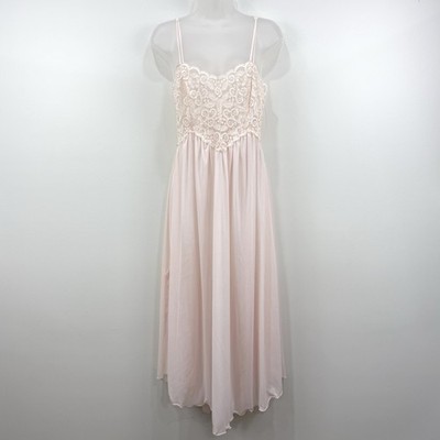 VTG Violets & Roses Slip Dress M Pink Coquette Romantic Ethereal Fairy Victorian