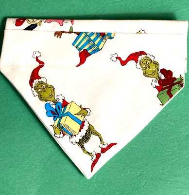 Over Collar Slide On Pet Dog Cat Bandana Scarf CHRISTMAS ''THE GRINCH''   XSMALL