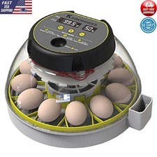 12-Egg Incubator W/ Humidity Display Candler Auto Turner Ideal Hatching Chickens