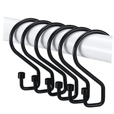 Shower Curtain Hooks, 12 Pcs S Shape Shower Curtain Rings, Rustproof Black