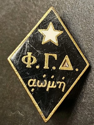 Vintage 1980s PHI GAMMA DELTA Gold Pin,  Enameled Front, Engraved Back