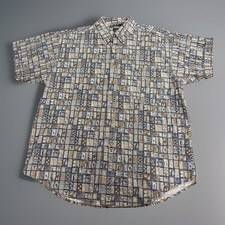 Vintage McGregor Button Up Shirt Men s L 100 Cotton All Over Print Hawaiian
