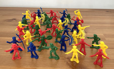 Lot of 40 Vintage Cowboys and Native Indians 2" Plastic Red Green Blue Yellow