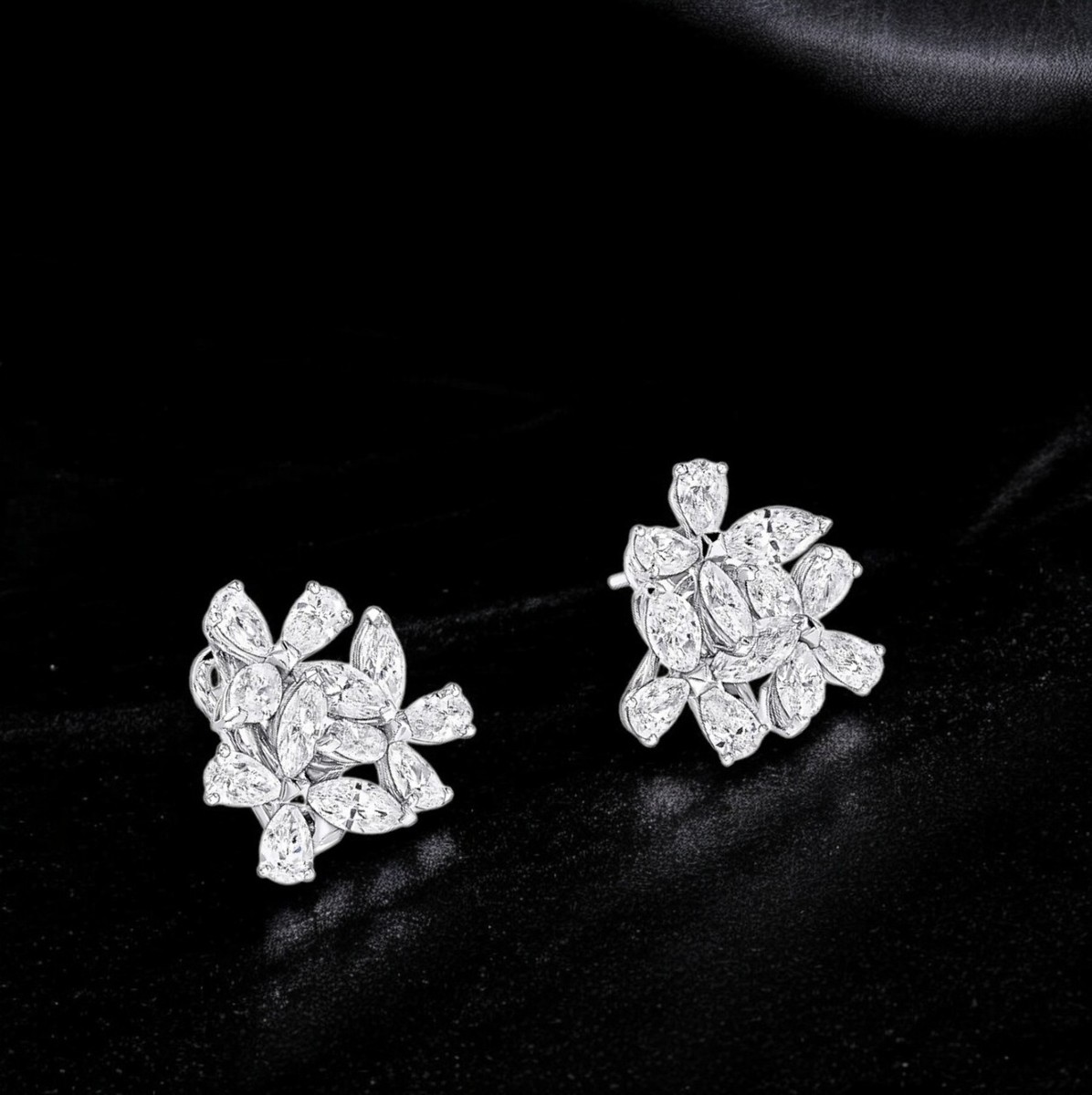 Platinum Multi Shape Diamond Earrings Stud Carat PT950 Lab Created Womens