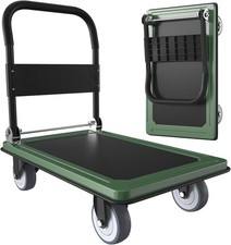 Carro de empuje plegable plataforma móvil carro, engrosado y reforzado giratorio 360°