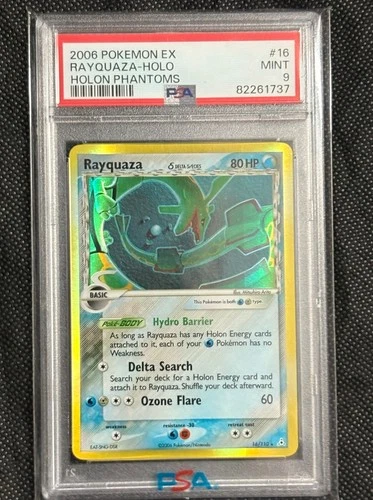 2006 POKEMON EX HOLON PHANTOMS #16 RAYQUAZA-HOLO PSA 9