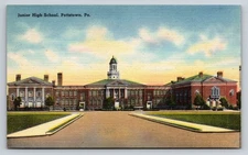 Vintage Linen Junior High School Pottstown PA Postcard by Tichnor Bros