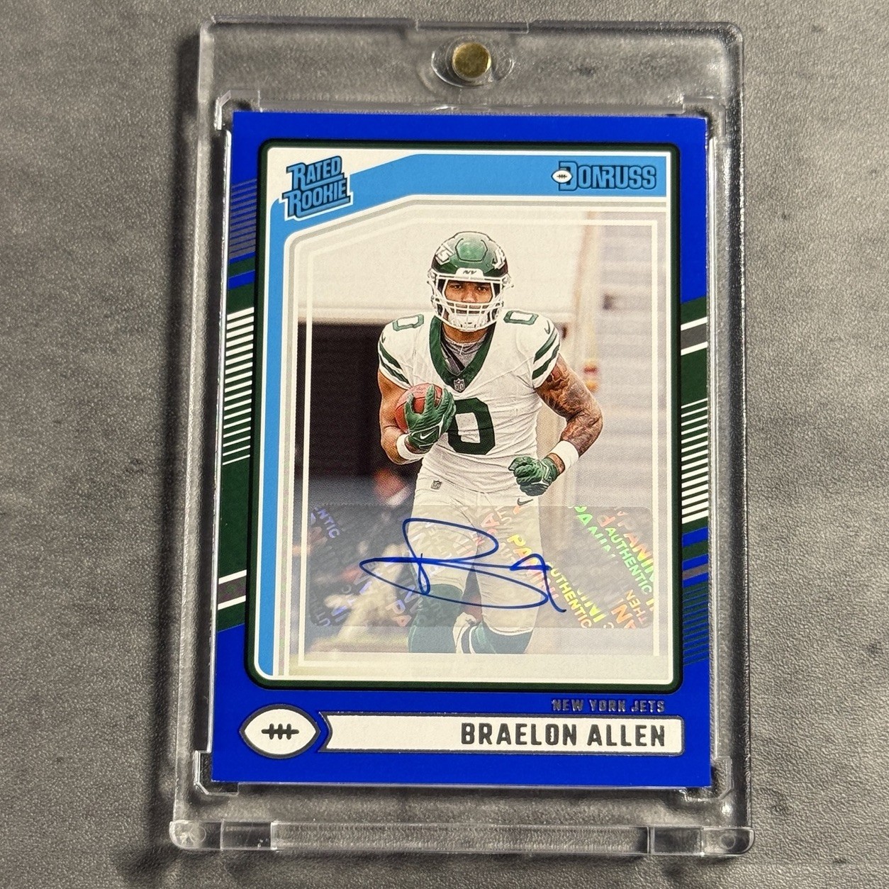 Rated Rookie Braelon Allen Auto 2024 Panini Donruss #306 Blue Autographs RC Jets