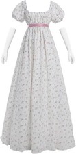 Regency Kleid Damen Empire Waist Floral Viktorianisches Kleid Tee Party Ballk...