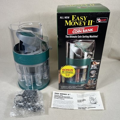 Vtg 90's Magnif Easy Money 2 Ultimate Motorized Coin Bank Sorter w/ Ac Adapter