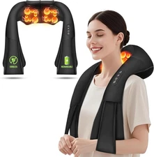 Cordless Shiatsu Neck and Shoulder Massager, Back Massager with Heat,Massage Dee