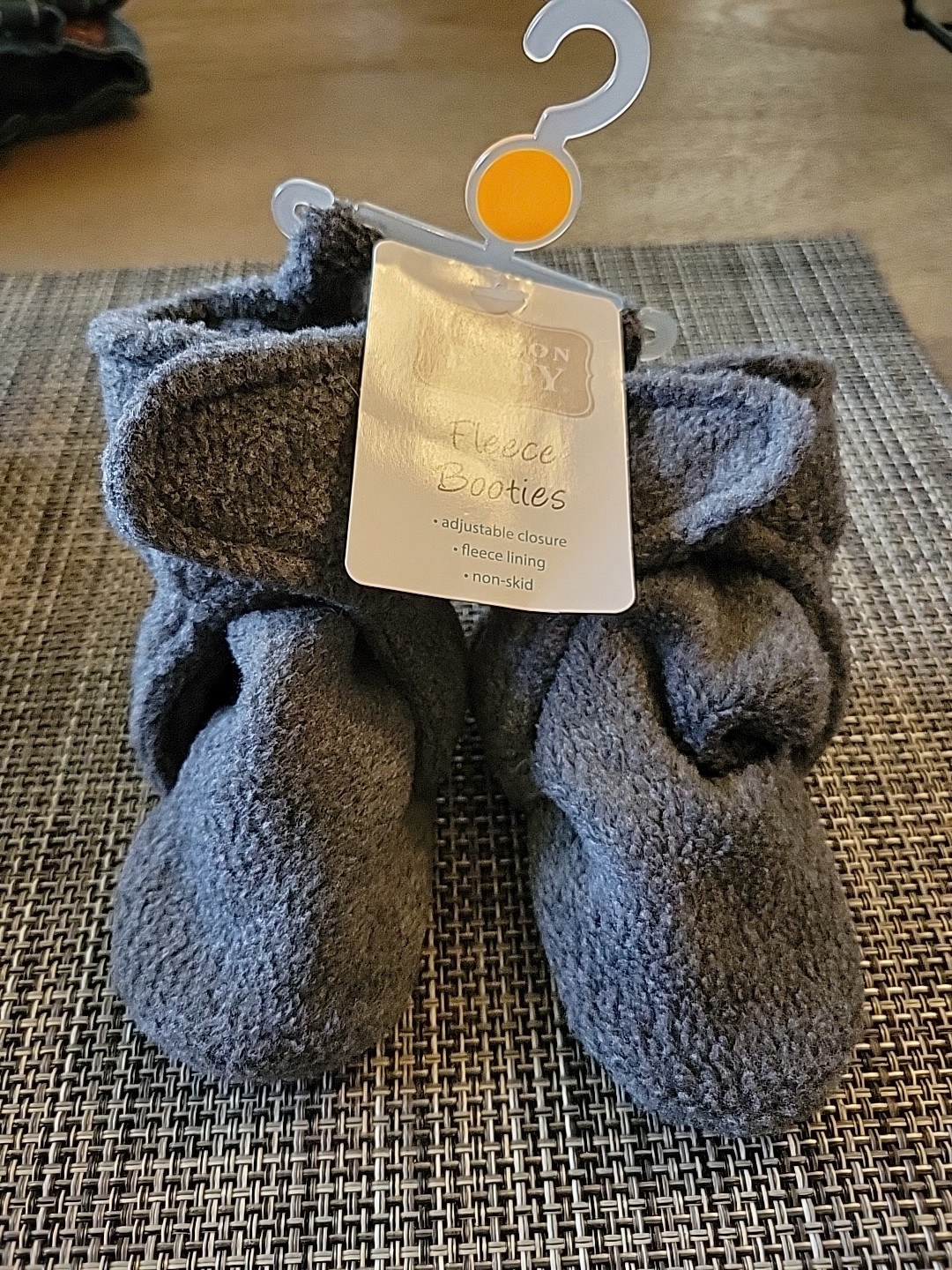 Hudson Baby unisex baby Cozy Fleece Booties Slipper Sock, Dark Gray 6-12 Months